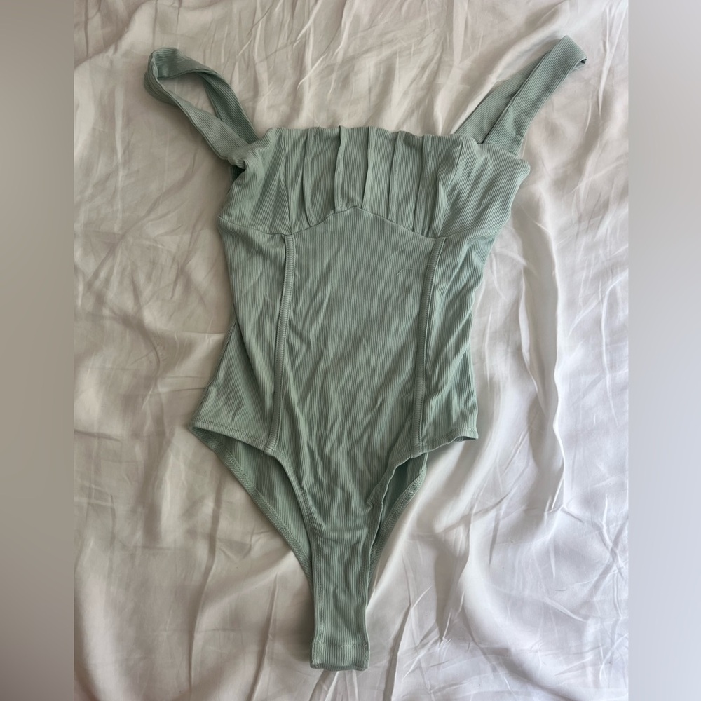 Hello Molly Green Bodysuit with Ruffle Detail